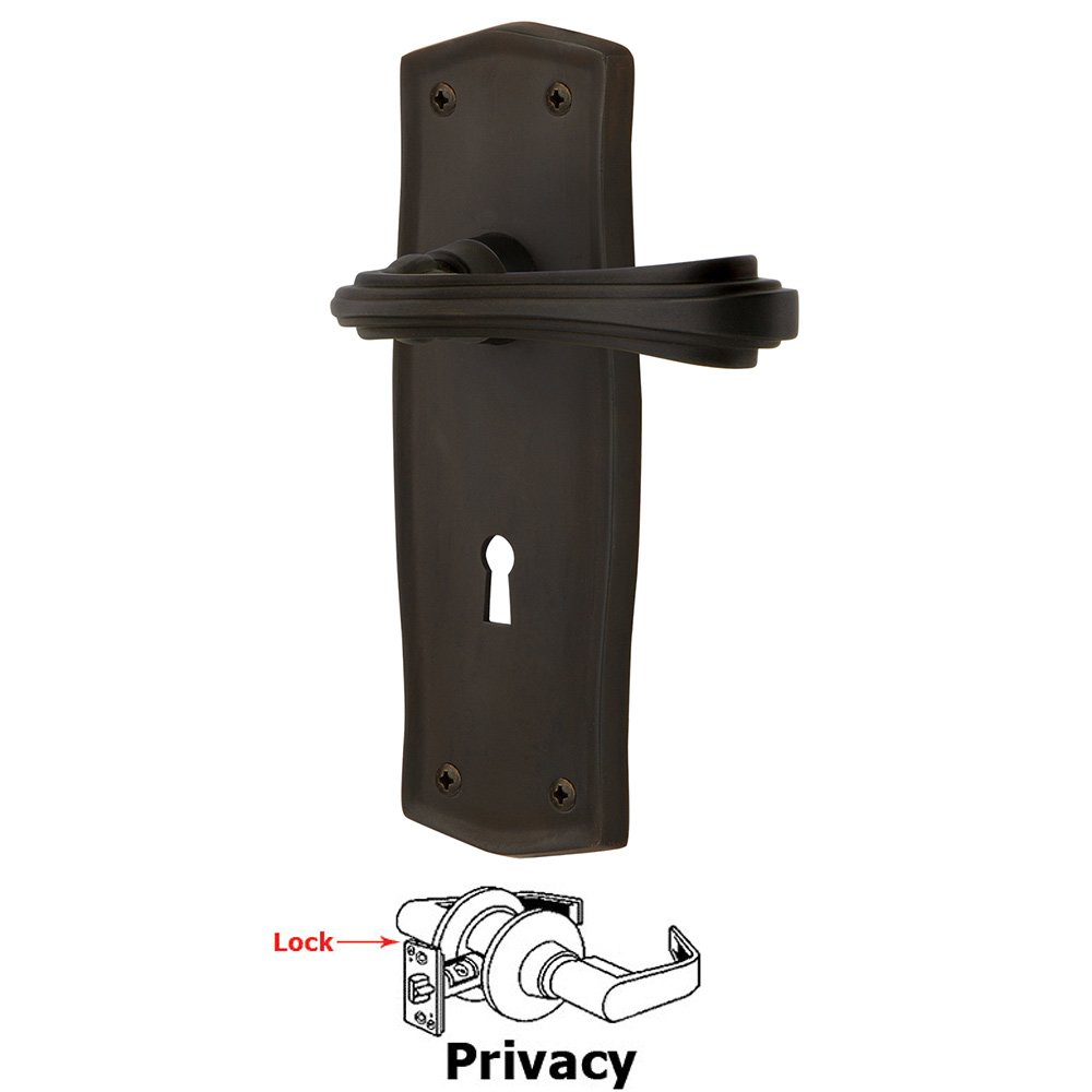 Nostalgic Warehouse Prairie Plate Privacy with Keyhole and  Fleur Lever in Oil-Rubbed Bronze