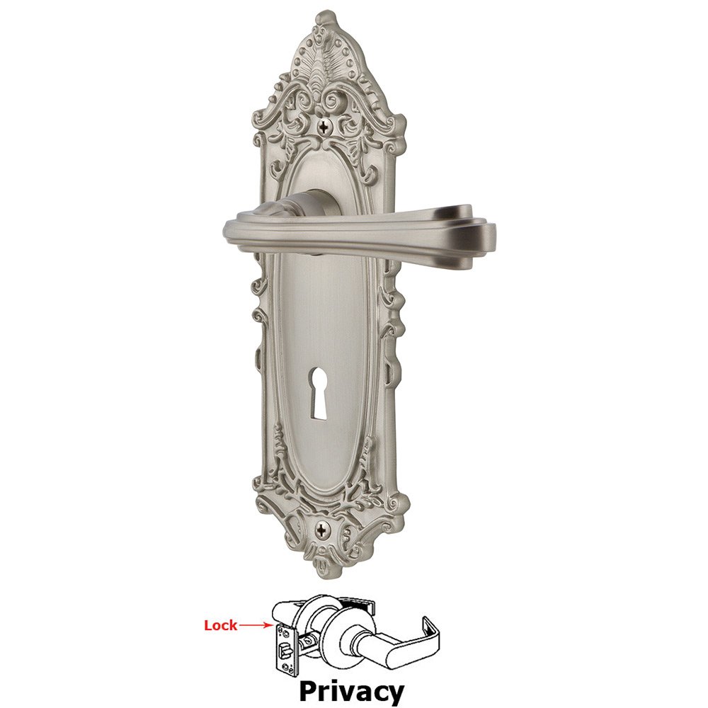 Nostalgic Warehouse Victorian Plate Privacy with Keyhole and  Fleur Lever in Satin Nickel