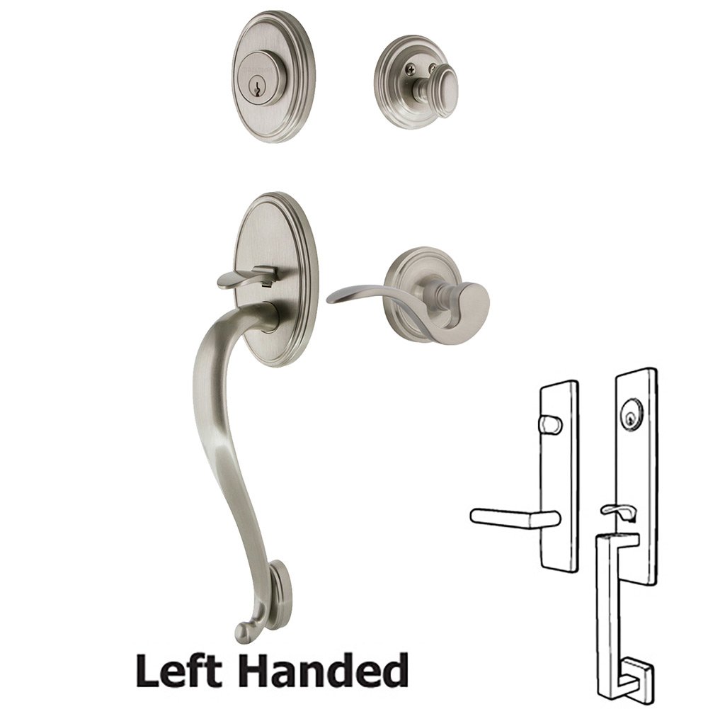 Nostalgic Warehouse Classic Plate With S Grip And Manor Lever in Satin Nickel