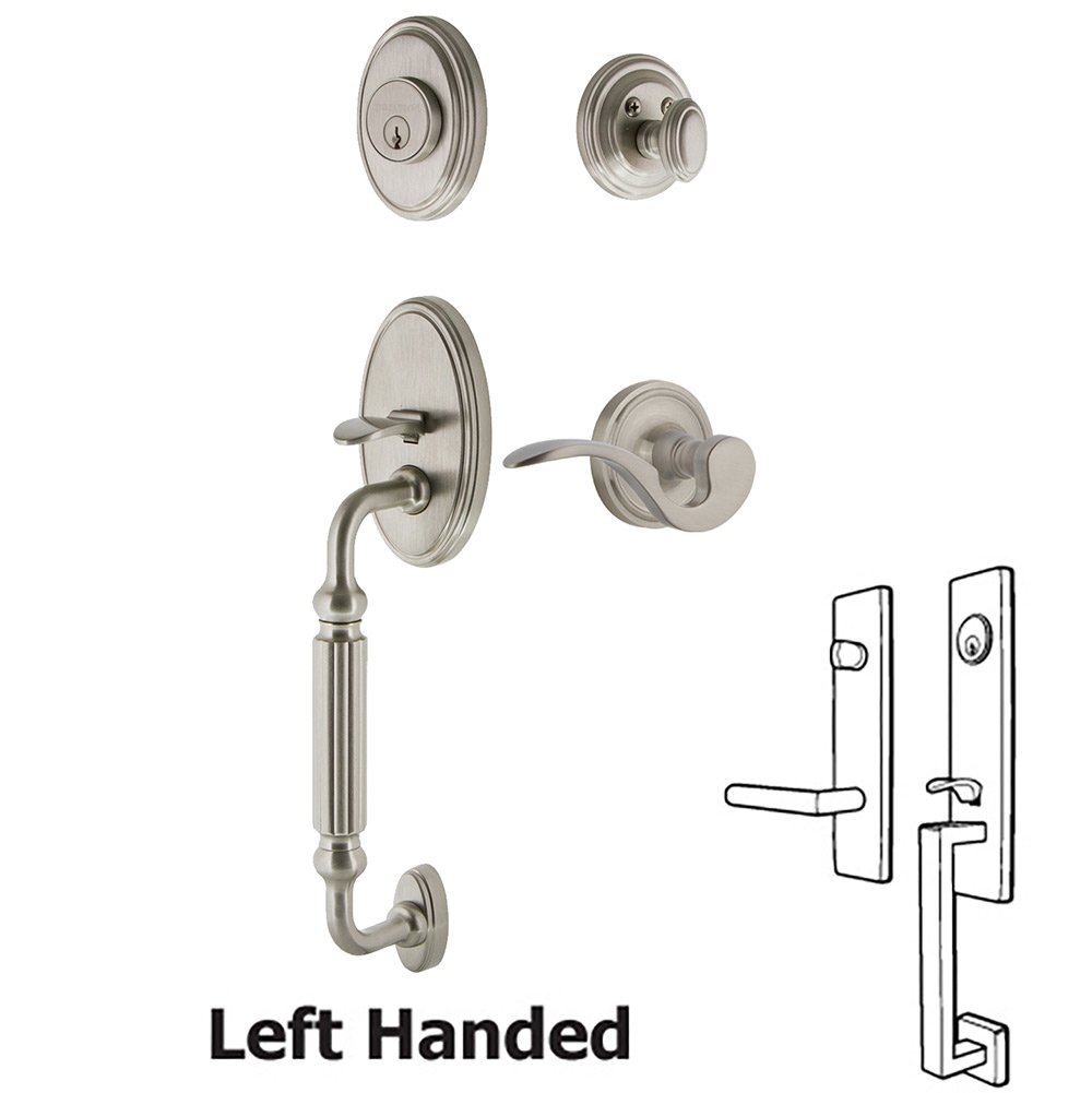 Nostalgic Warehouse Classic Plate With F Grip And Manor Lever in Satin Nickel