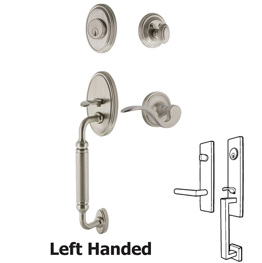 Nostalgic Warehouse Classic Plate With C Grip And Manor Lever in Satin Nickel