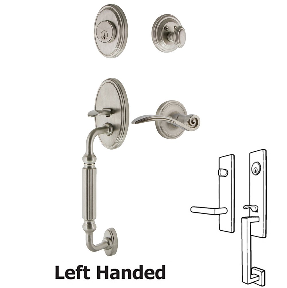 Nostalgic Warehouse Classic Plate With F Grip And Swan Lever in Satin Nickel