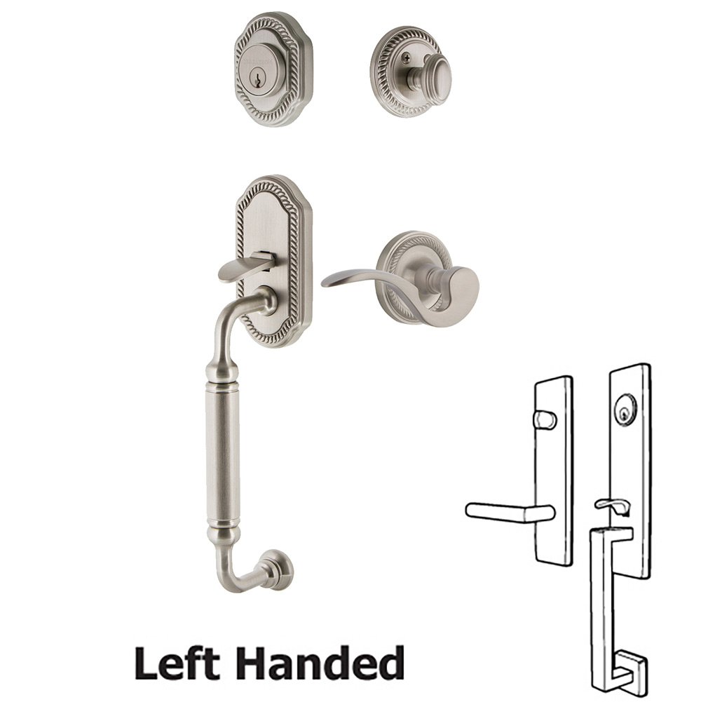 Nostalgic Warehouse Rope Plate With C Grip And Manor Lever in Satin Nickel