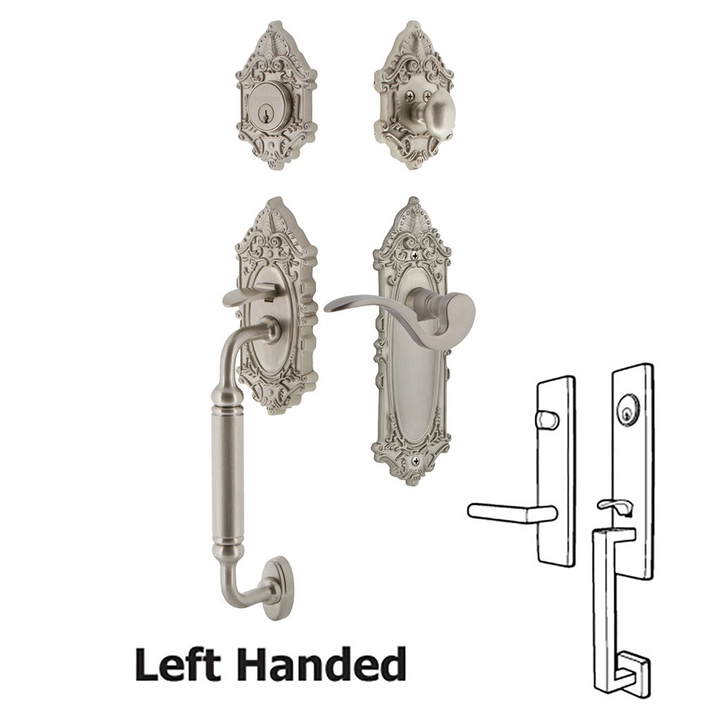 Nostalgic Warehouse Victorian Plate With C Grip And Manor Lever in Satin Nickel