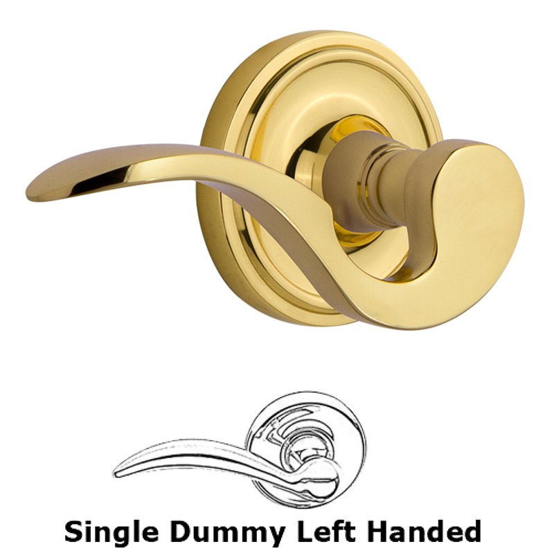 Nostalgic Warehouse Classic Rose Single Dummy Left Handed Manor Lever in Unlacquered Brass