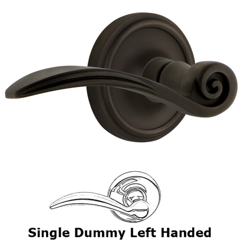 Nostalgic Warehouse Classic Rose Single Dummy Left Handed Swan Lever in Oil-Rubbed Bronze