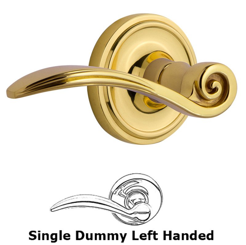 Nostalgic Warehouse Classic Rose Single Dummy Left Handed Swan Lever in Unlacquered Brass