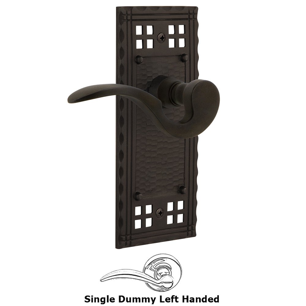 Nostalgic Warehouse Craftsman Plate Single Dummy Left Handed Manor Lever in Oil-Rubbed Bronze