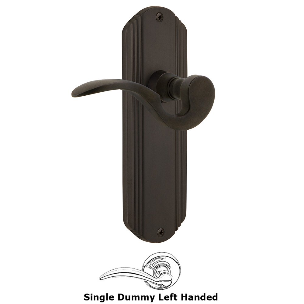 Nostalgic Warehouse Deco Plate Single Dummy Left Handed Manor Lever in Oil-Rubbed Bronze