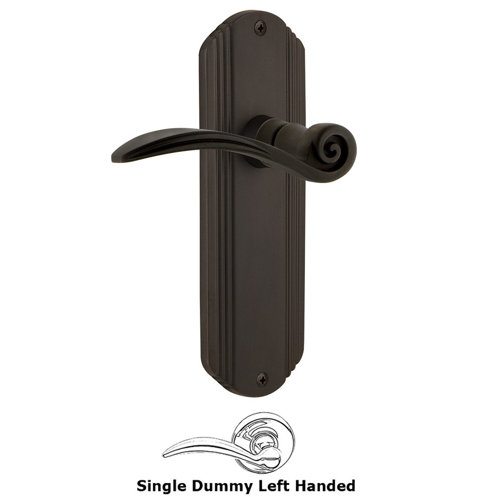 Nostalgic Warehouse Deco Plate Single Dummy Left Handed Swan Lever in Oil-Rubbed Bronze