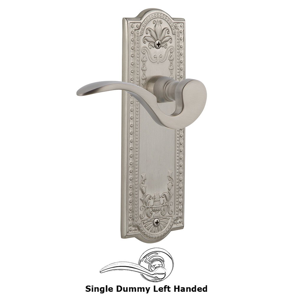 Nostalgic Warehouse Meadows Plate Single Dummy Left Handed Manor Lever in Satin Nickel
