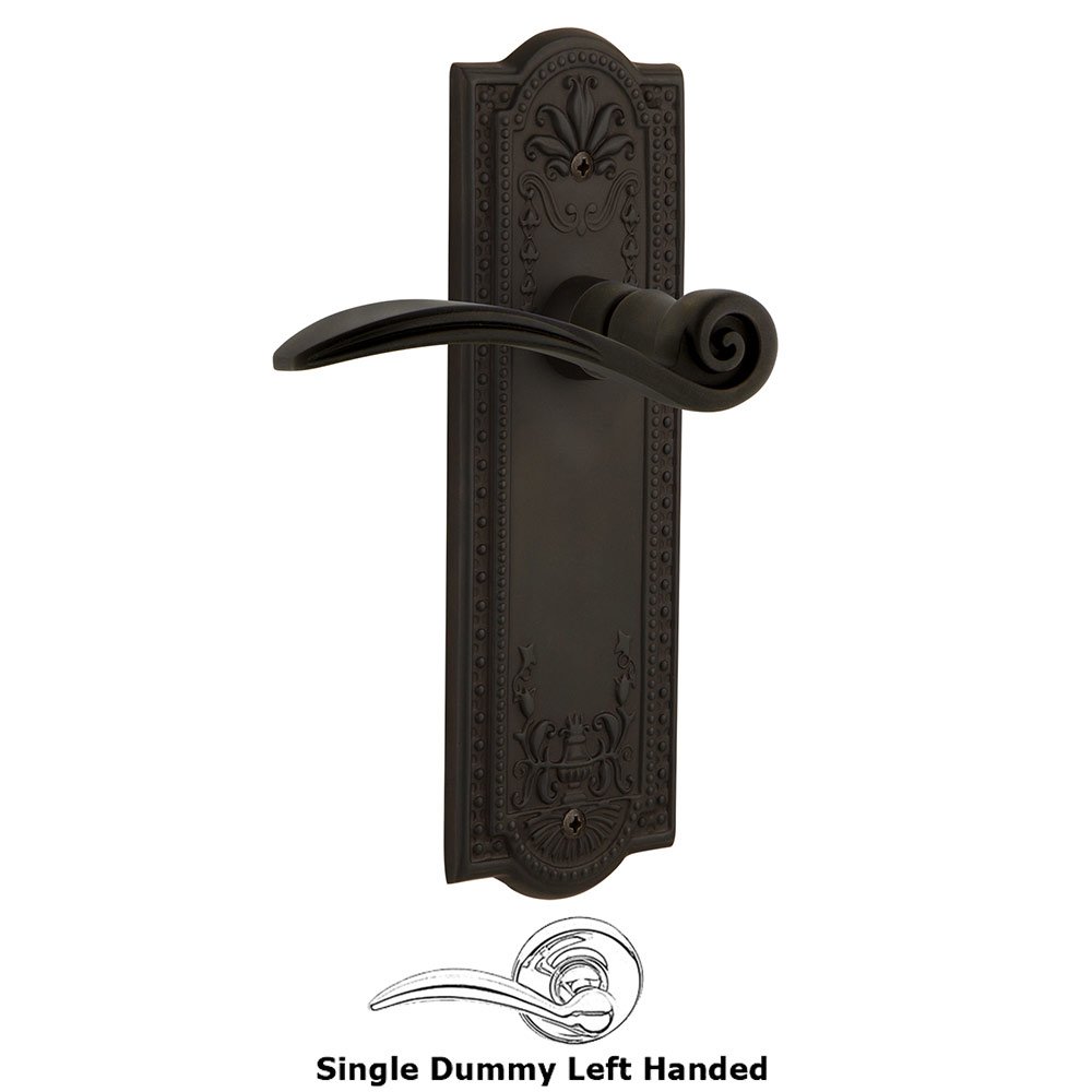 Nostalgic Warehouse Meadows Plate Single Dummy Left Handed Swan Lever in Oil-Rubbed Bronze
