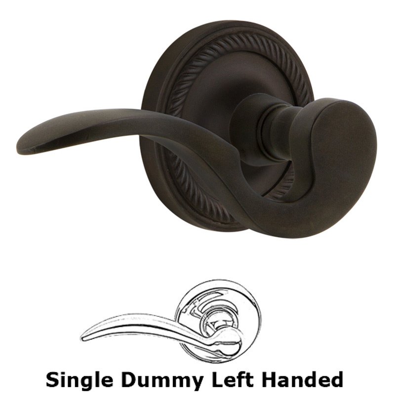 Nostalgic Warehouse Rope Rose Single Dummy Left Handed Manor Lever in Oil-Rubbed Bronze