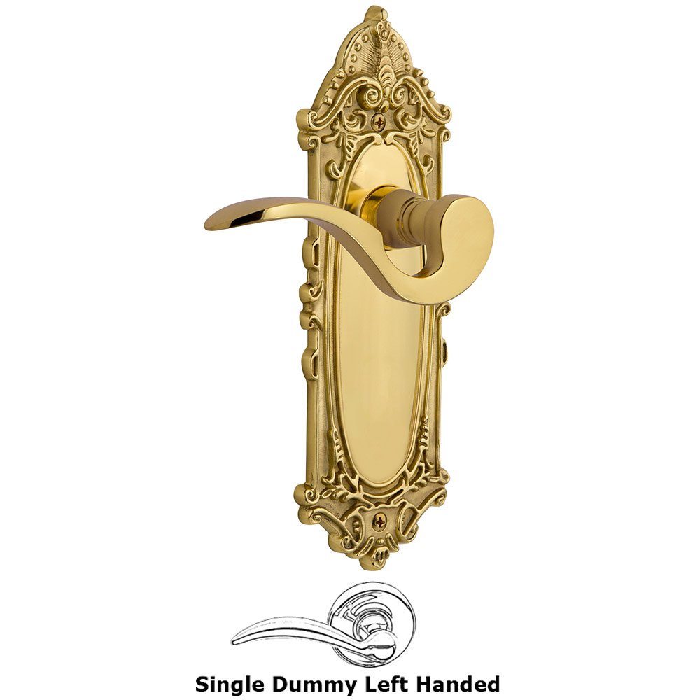 Nostalgic Warehouse Victorian Plate Single Dummy Left Handed Manor Lever in Unlacquered Brass