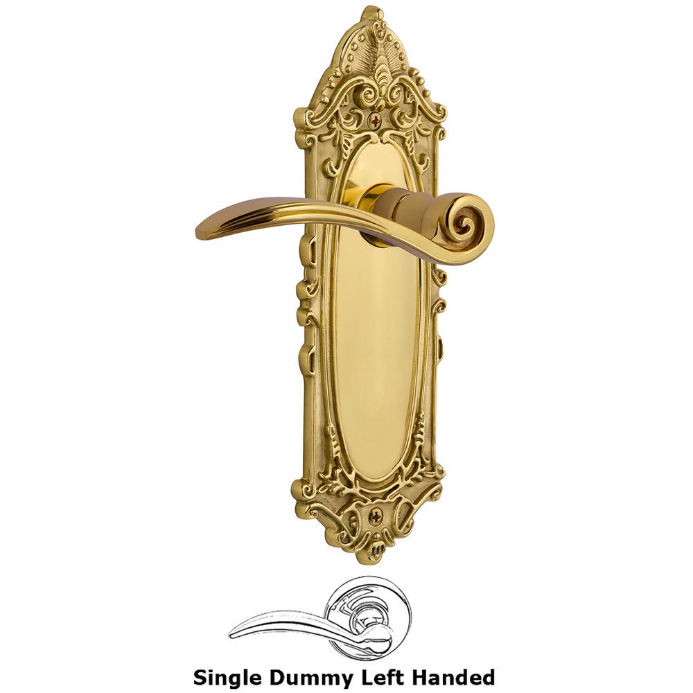 Nostalgic Warehouse Victorian Plate Single Dummy Left Handed Swan Lever in Polished Brass