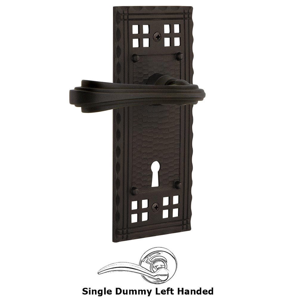 Nostalgic Warehouse Craftsman Plate Single Dummy with Keyhole Left Handed Fleur Lever in Oil-Rubbed Bronze