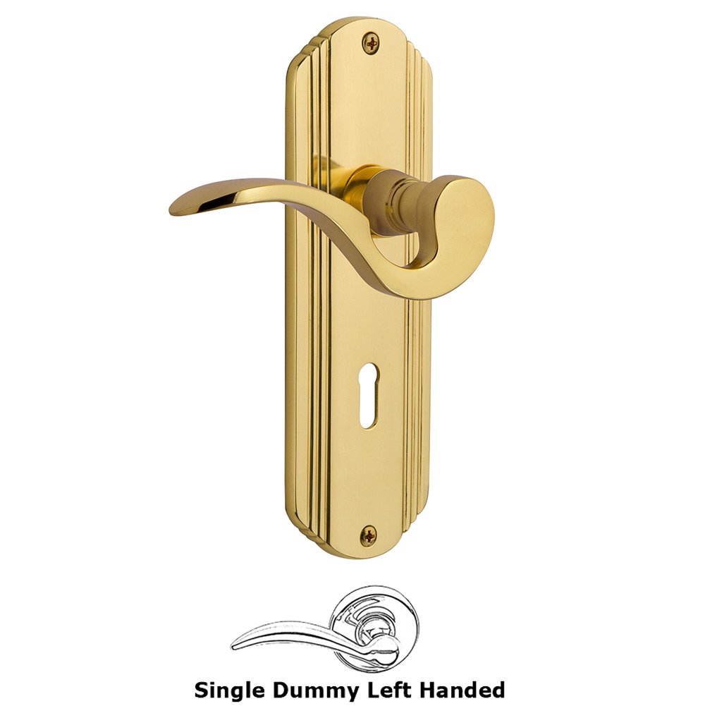 Nostalgic Warehouse Deco Plate Single Dummy with Keyhole Left Handed Manor Lever in Unlacquered Brass