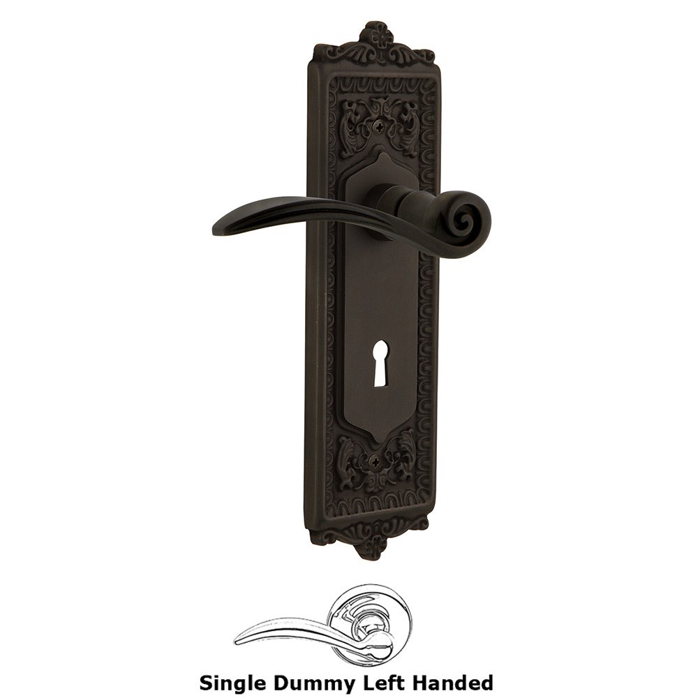 Nostalgic Warehouse Egg & Dart Plate Single Dummy with Keyhole Left Handed Swan Lever in Oil-Rubbed Bronze