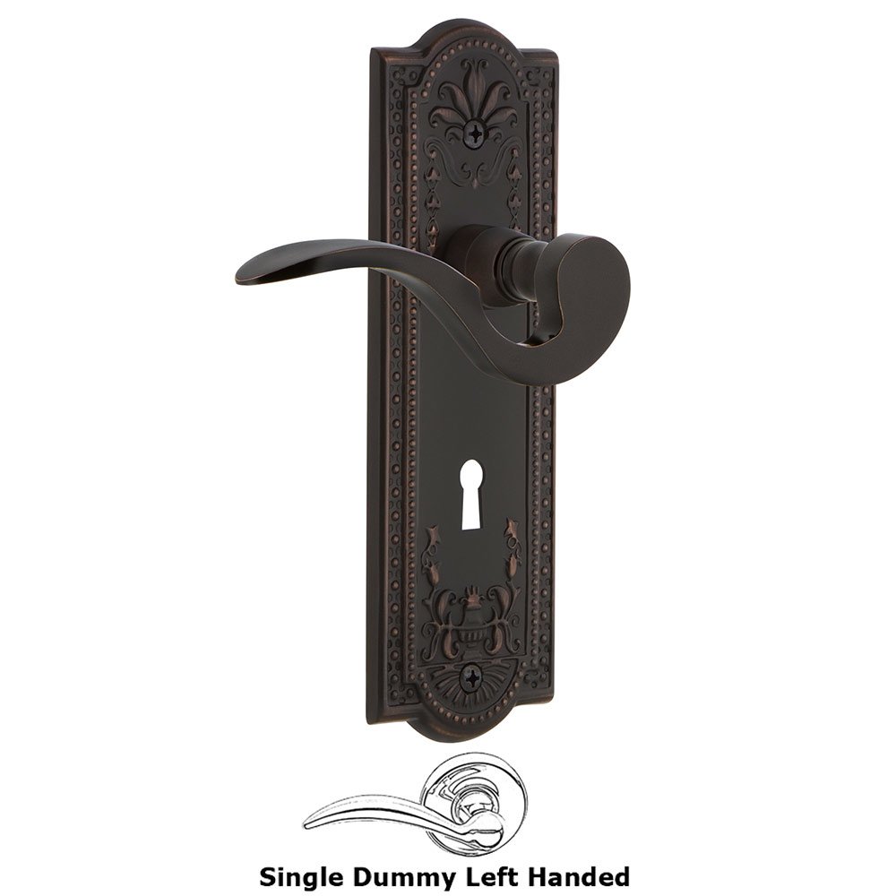 Nostalgic Warehouse Meadows Plate Single Dummy with Keyhole Left Handed Manor Lever in Timeless Bronze