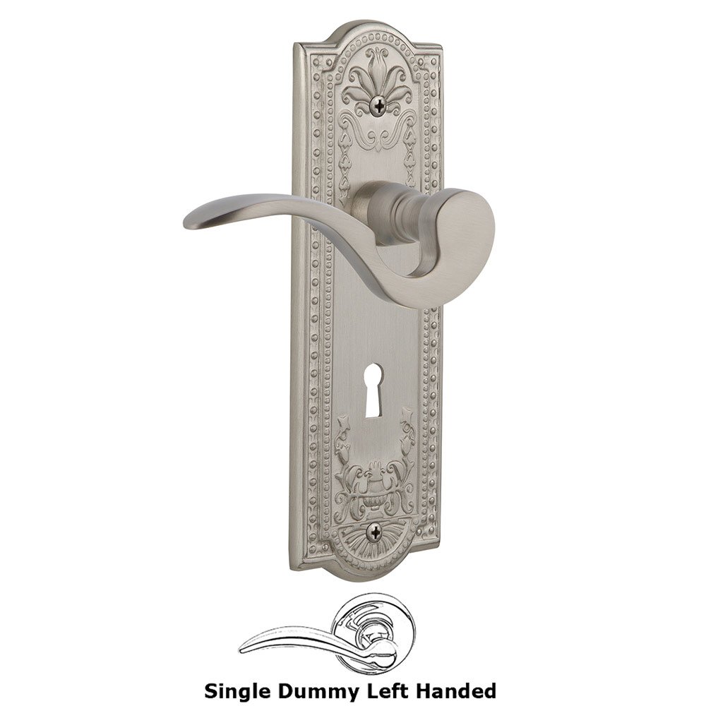 Nostalgic Warehouse Meadows Plate Single Dummy with Keyhole Left Handed Manor Lever in Satin Nickel
