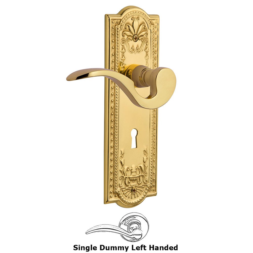 Nostalgic Warehouse Meadows Plate Single Dummy with Keyhole Left Handed Manor Lever in Unlacquered Brass
