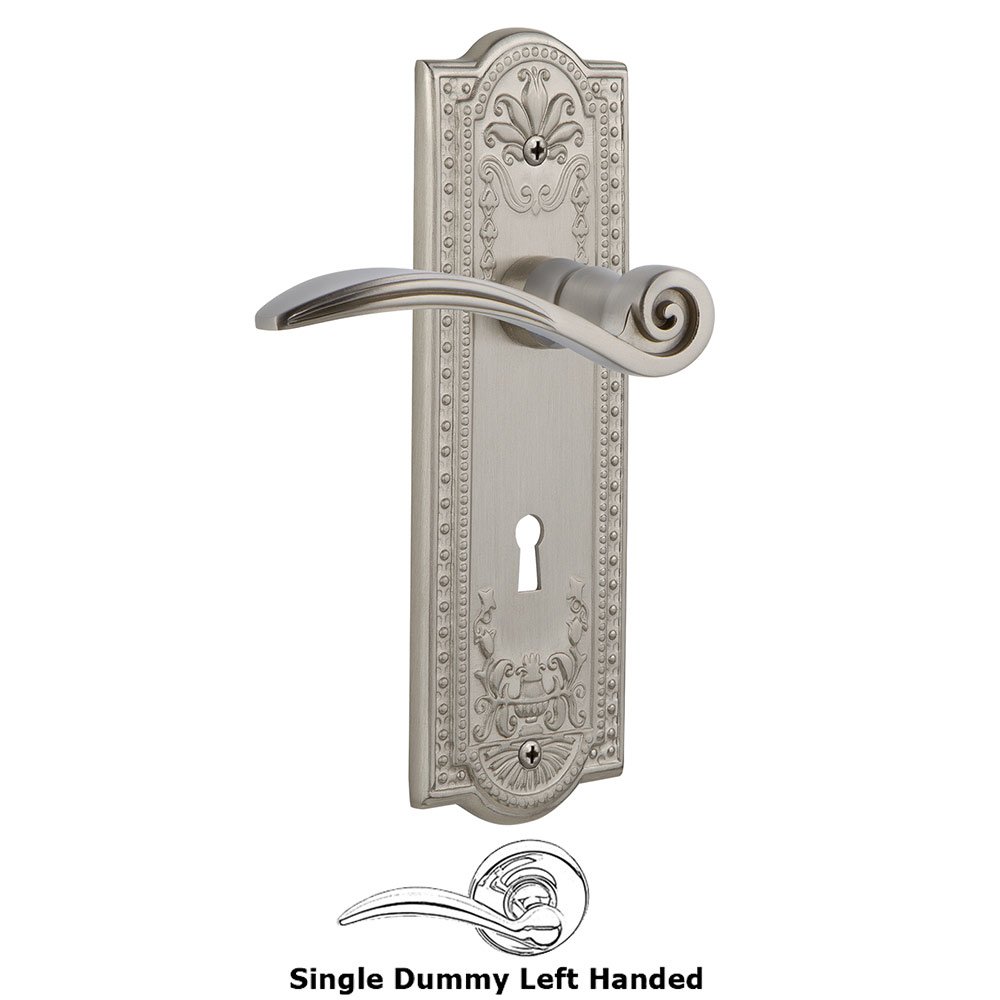 Nostalgic Warehouse Meadows Plate Single Dummy with Keyhole Left Handed Swan Lever in Satin Nickel