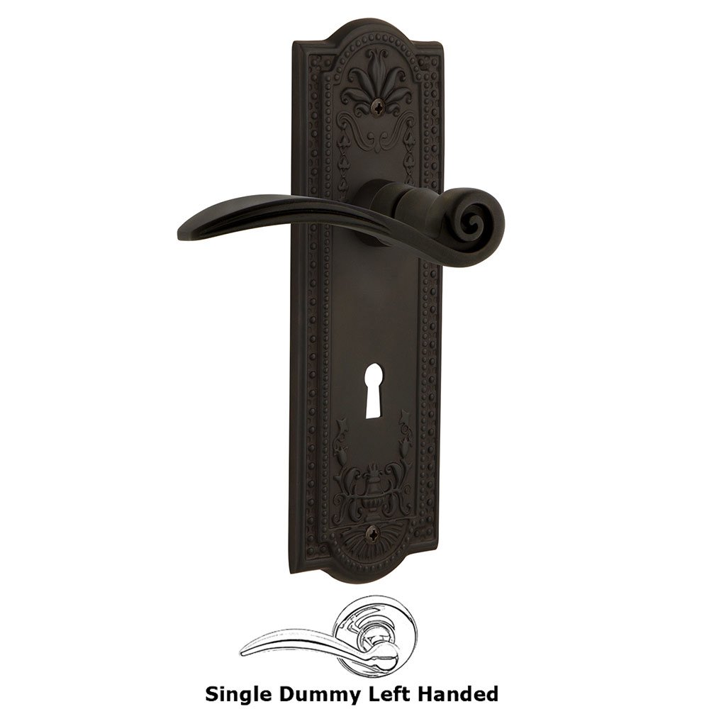 Nostalgic Warehouse Meadows Plate Single Dummy with Keyhole Left Handed Swan Lever in Oil-Rubbed Bronze