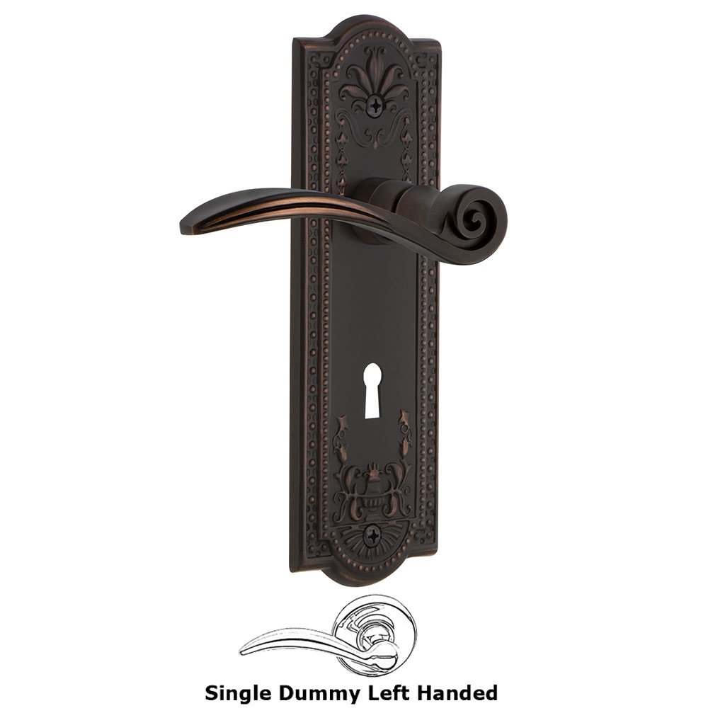 Nostalgic Warehouse Meadows Plate Single Dummy with Keyhole Left Handed Swan Lever in Timeless Bronze