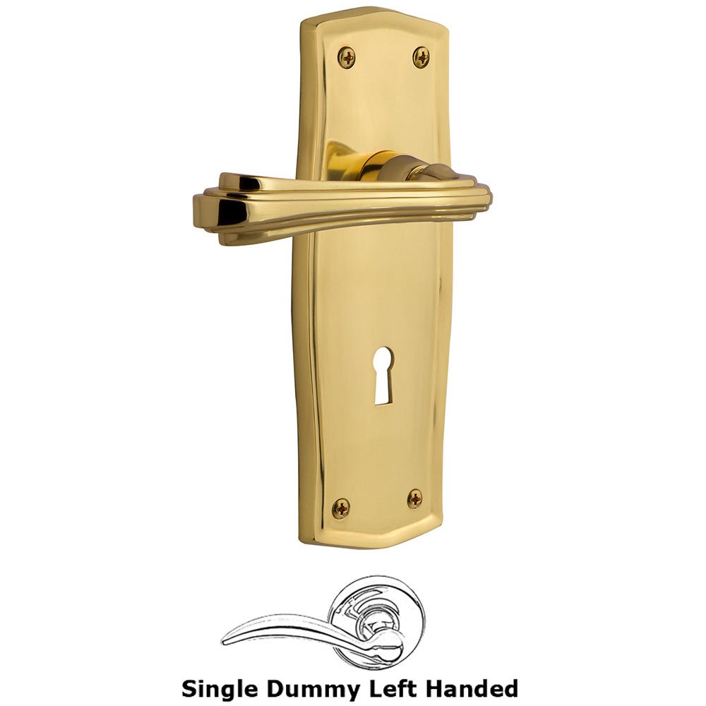 Nostalgic Warehouse Prairie Plate Single Dummy with Keyhole Left Handed Fleur Lever in Unlacquered Brass