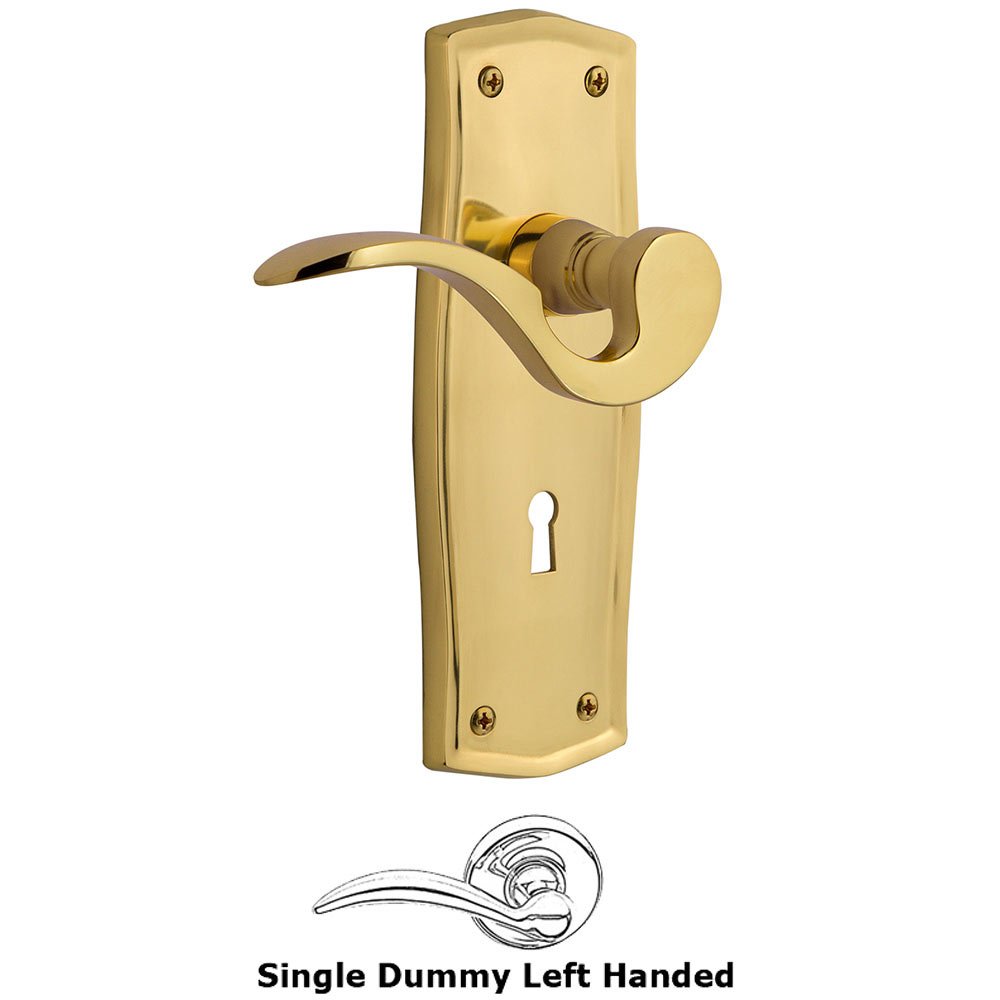 Nostalgic Warehouse Prairie Plate Single Dummy with Keyhole Left Handed Manor Lever in Unlacquered Brass