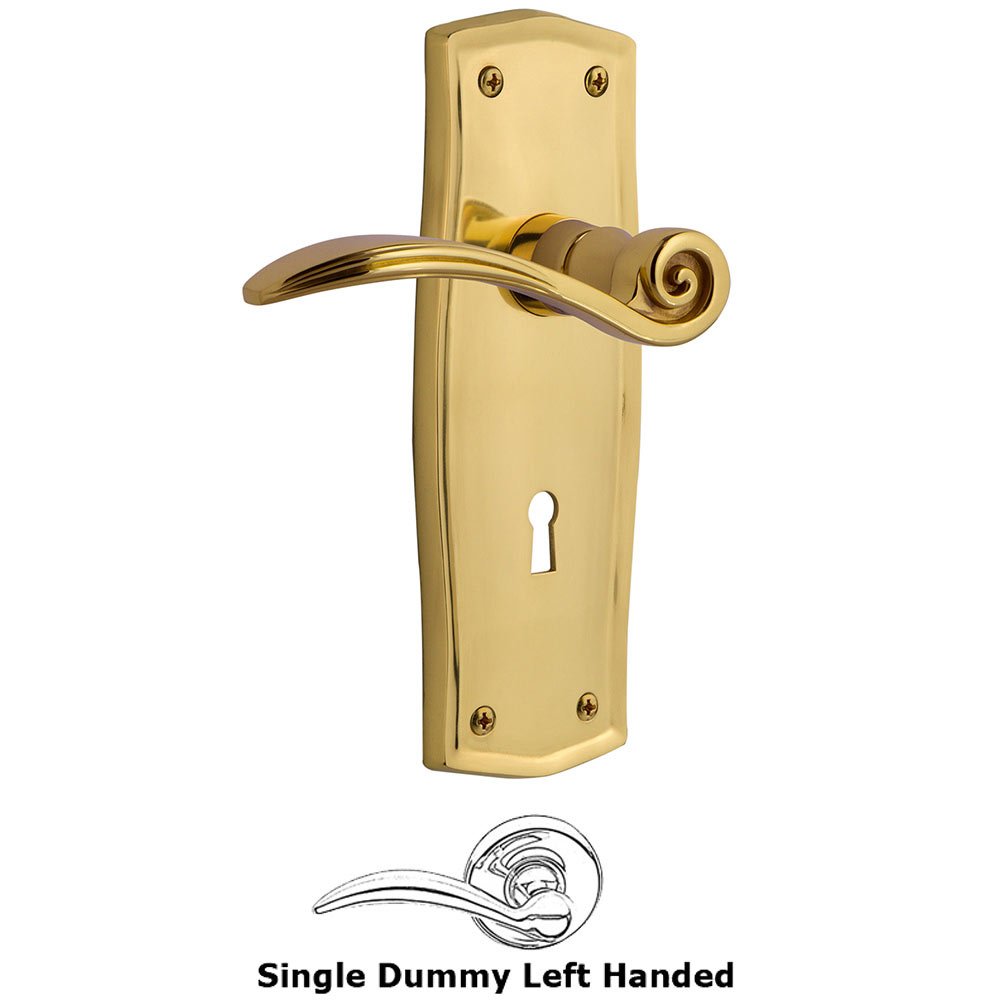 Nostalgic Warehouse Prairie Plate Single Dummy with Keyhole Left Handed Swan Lever in Polished Brass