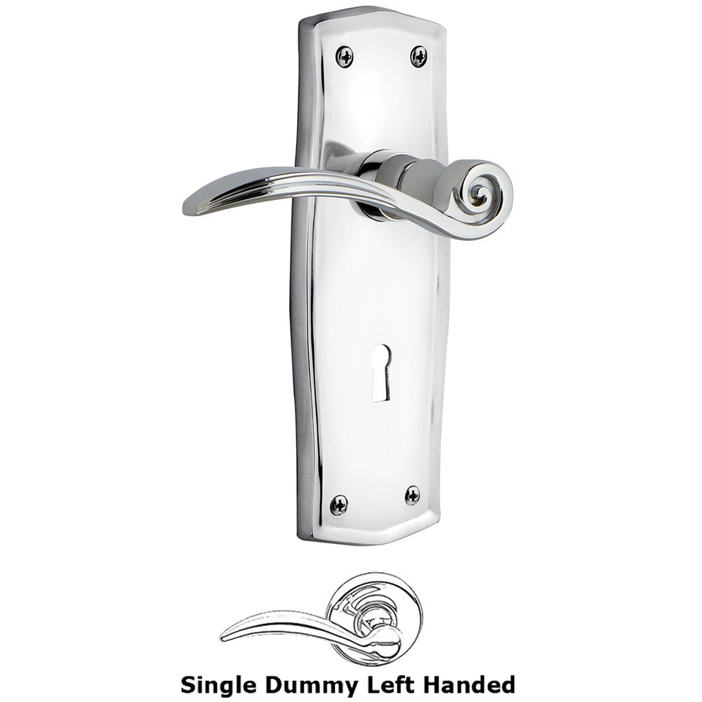 Nostalgic Warehouse Prairie Plate Single Dummy with Keyhole Left Handed Swan Lever in Bright Chrome