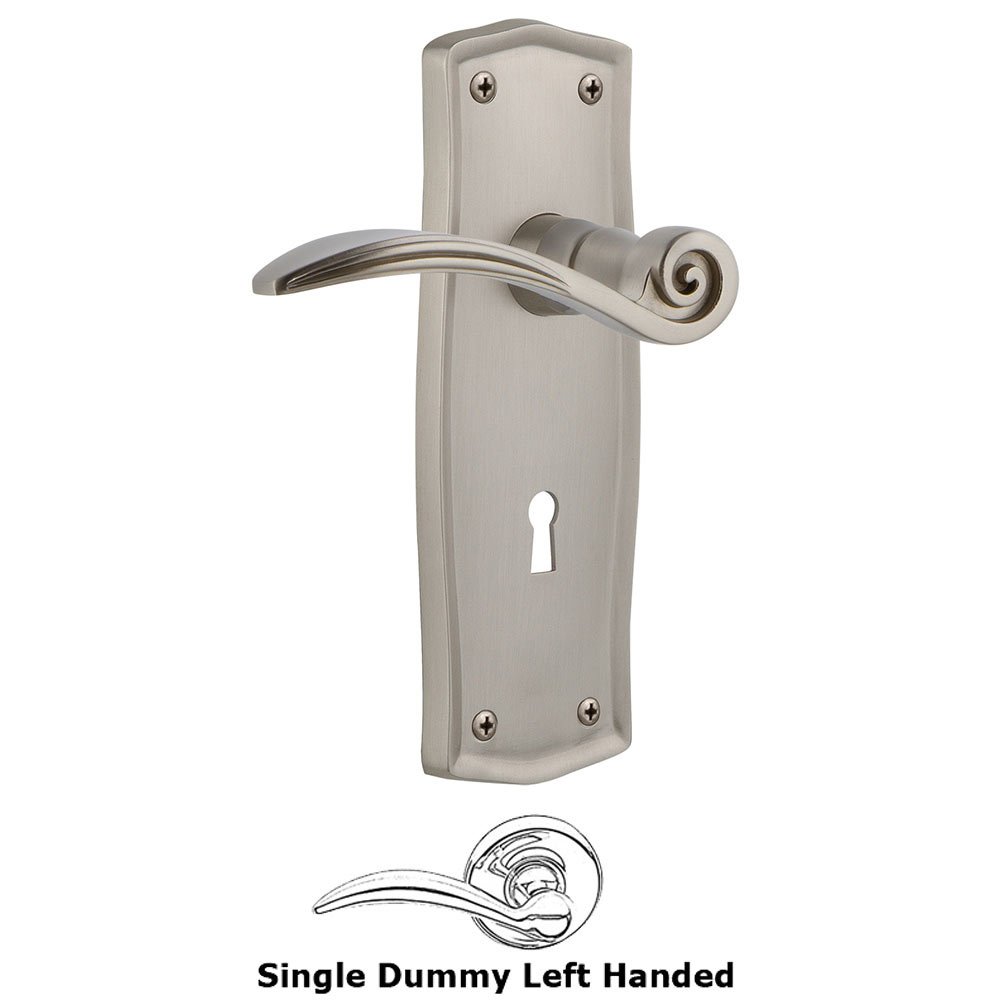 Nostalgic Warehouse Prairie Plate Single Dummy with Keyhole Left Handed Swan Lever in Satin Nickel