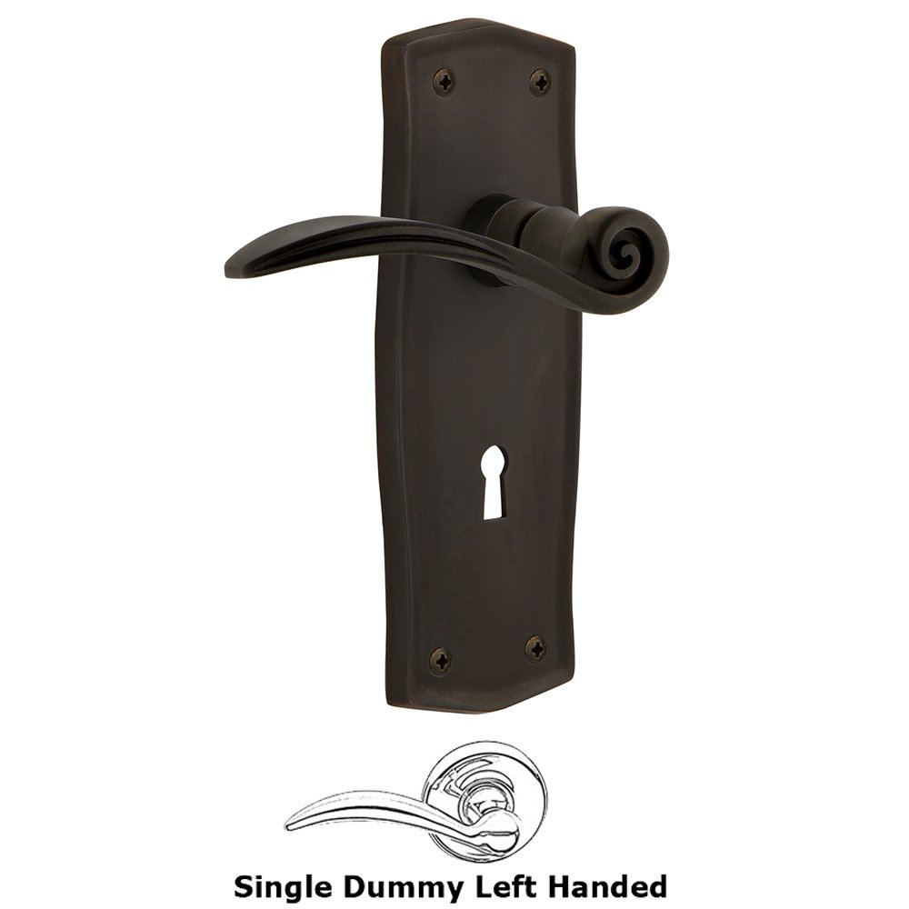 Nostalgic Warehouse Prairie Plate Single Dummy with Keyhole Left Handed Swan Lever in Oil-Rubbed Bronze