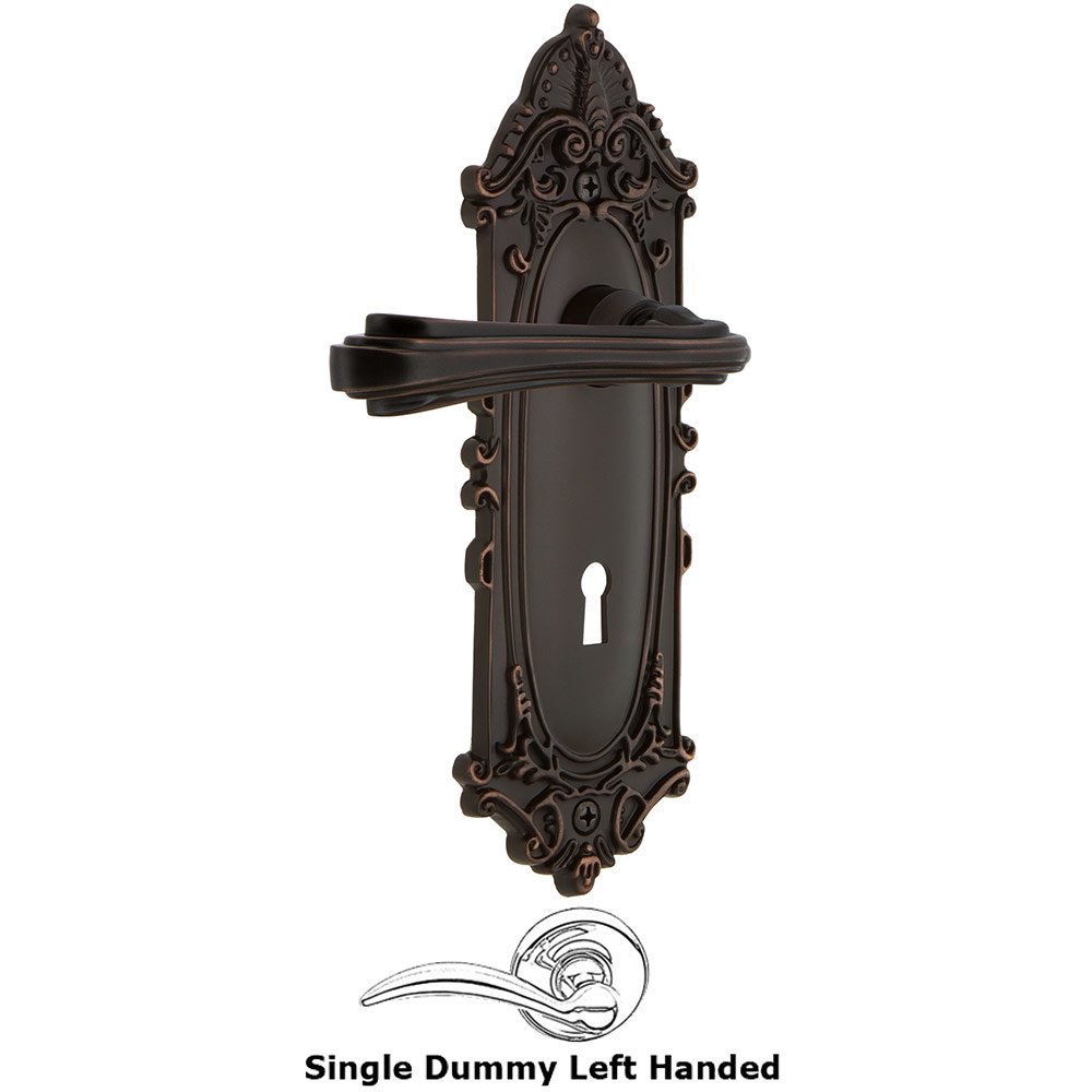 Nostalgic Warehouse Victorian Plate Single Dummy with Keyhole Left Handed Fleur Lever in Timeless Bronze