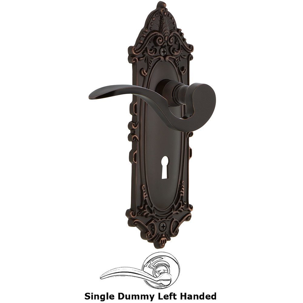 Nostalgic Warehouse Victorian Plate Single Dummy with Keyhole Left Handed Manor Lever in Timeless Bronze