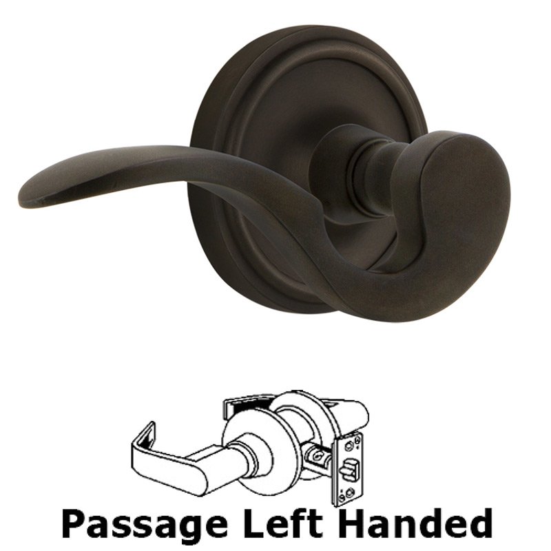 Nostalgic Warehouse Classic Rose Passage Left Handed Manor Lever in Oil-Rubbed Bronze