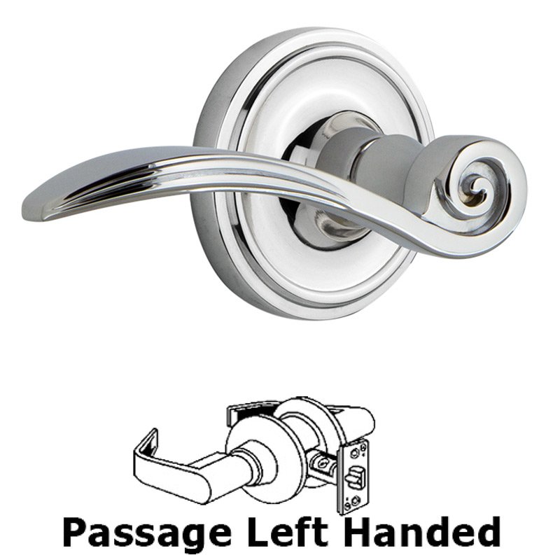 Nostalgic Warehouse Classic Rose Passage Left Handed Swan Lever in Bright Chrome