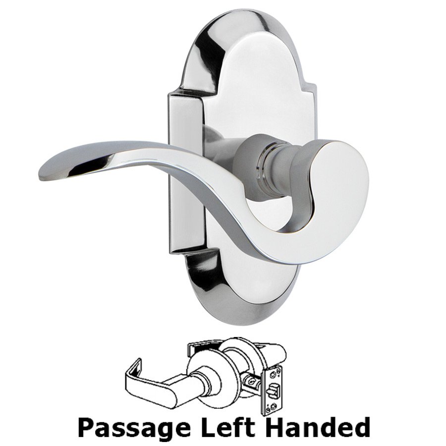 Nostalgic Warehouse Cottage Plate Passage Left Handed Manor Lever in Bright Chrome