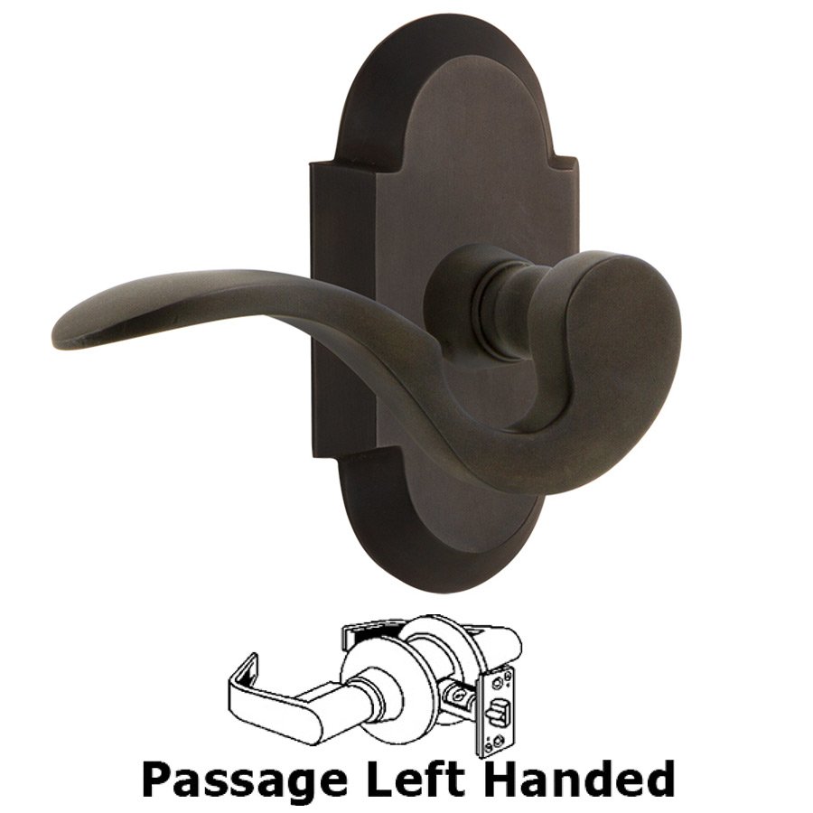 Nostalgic Warehouse Cottage Plate Passage Left Handed Manor Lever in Oil-Rubbed Bronze
