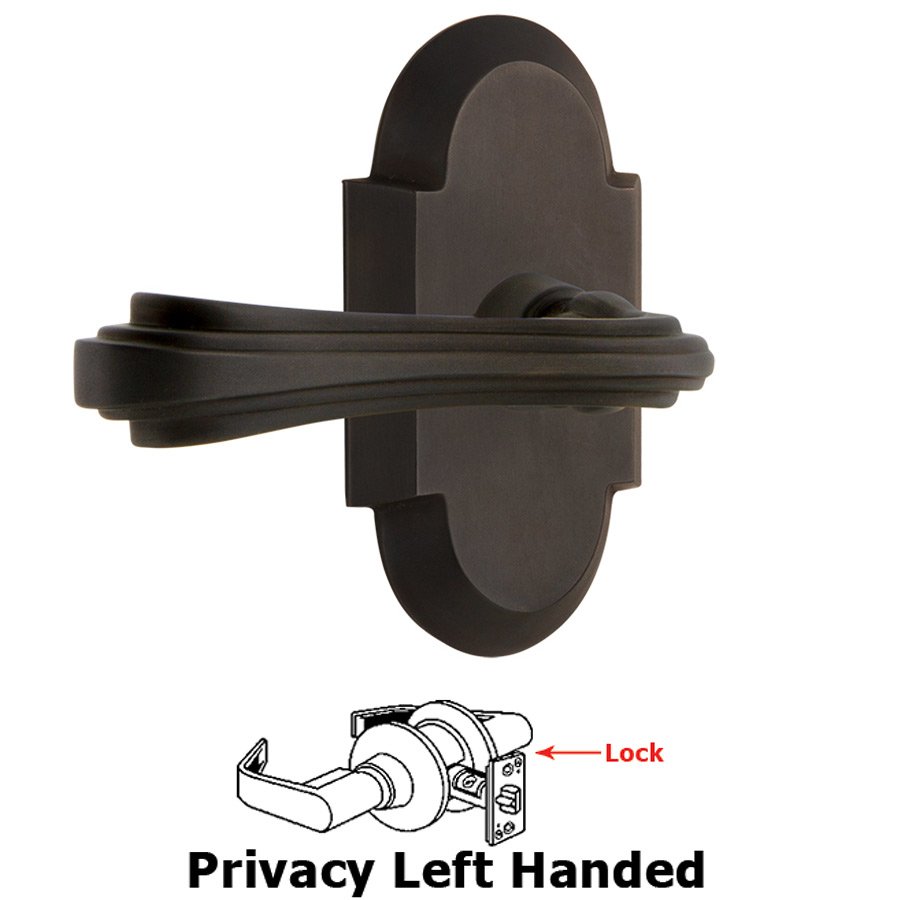 Nostalgic Warehouse Cottage Plate Privacy Left Handed Fleur Lever in Oil-Rubbed Bronze