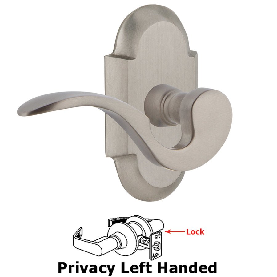 Nostalgic Warehouse Cottage Plate Privacy Left Handed Manor Lever in Satin Nickel