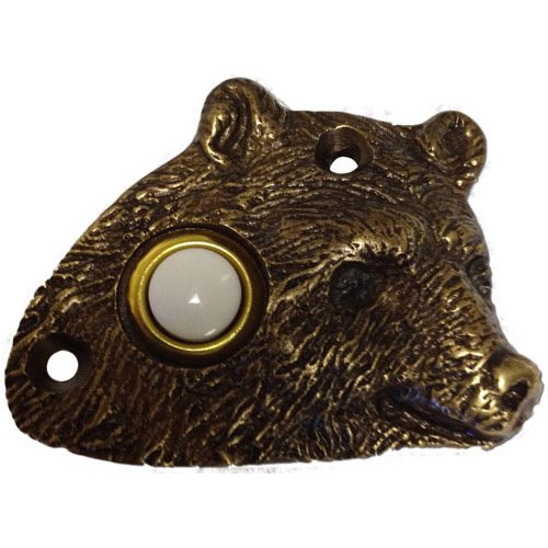 Novelty Hardware Bear Head Door Bell in Antique Brass