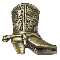 Novelty Hardware Cowboy Boot Knob in Antique Brass