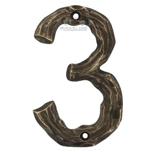 Novelty Hardware Log # Three House Number in Pewter