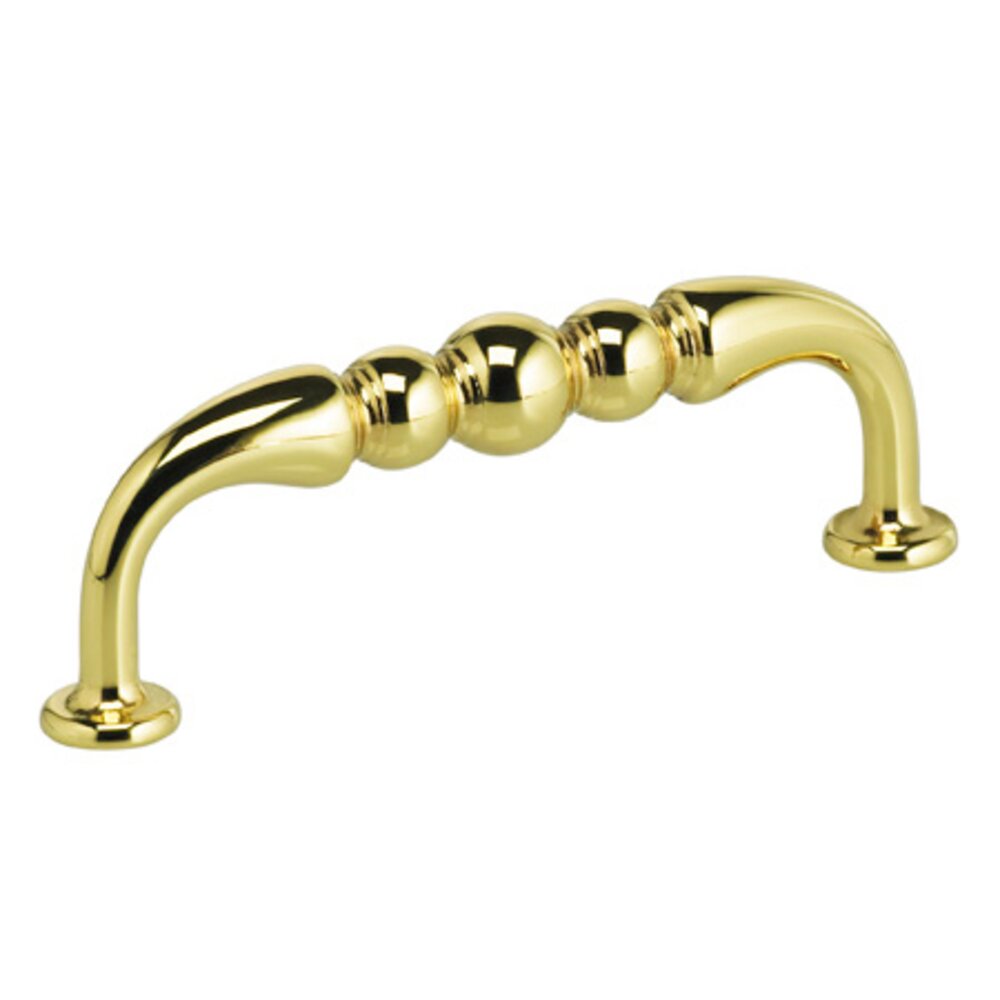 Omnia Hardware 3 1/2" Center Triple Bead Pull in Polished Brass Lacquered