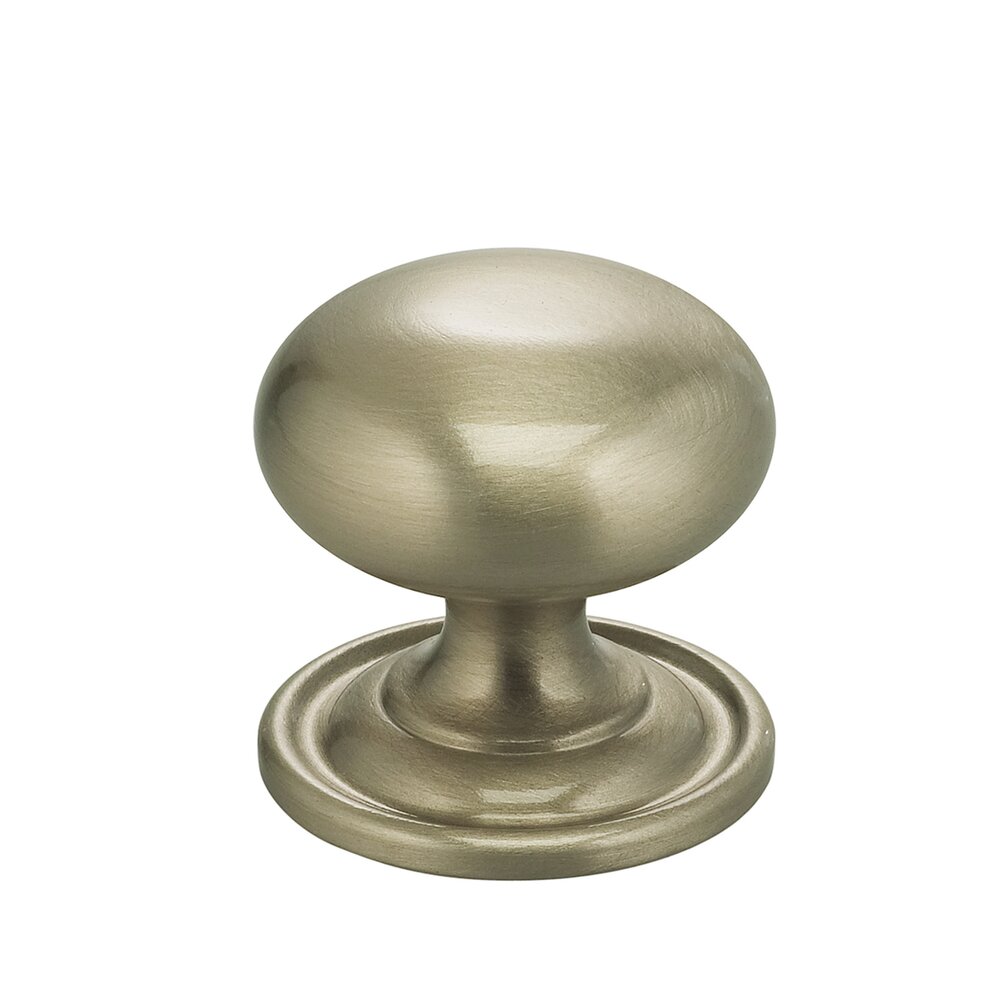 Omnia Hardware 1" Classic Knob with Attached Back Plate in Satin Nickel Lacquered