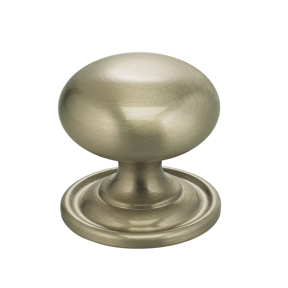 Omnia Hardware 1 9/16" Classic Knob with Attached Back Plate in Satin Nickel Lacquered