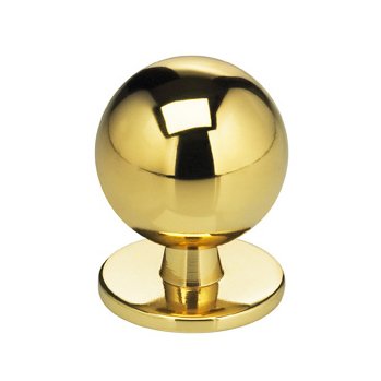 Omnia Hardware 1" Round Knob with Back Plate in Polished Brass Lacquered