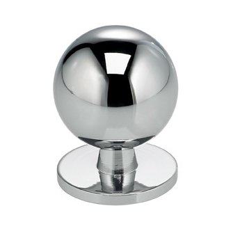 Omnia Hardware 1" Round Knob with Back Plate in Polished Chrome